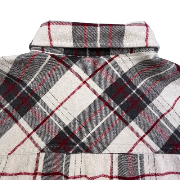 Howitzer Flannel Shirt Mens L Tan Gray Plaid Warrior USA Flag Military - Picture 8 of 12